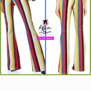 Alice + Olivia Colorful Striped Flare Pants